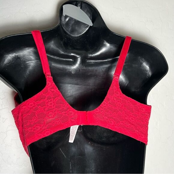 Victoria’s Secret Red Lace Push Up Bra 34DD Cut out Lace Accent Very Sexy - Picture 7 of 12